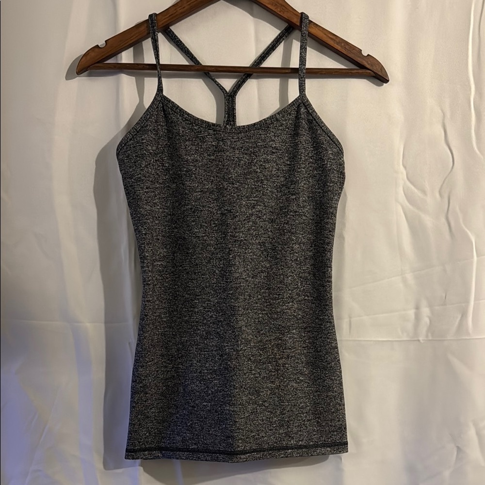 Lululemon - Power Y | Gray Fitted Top with Scoop Neckline